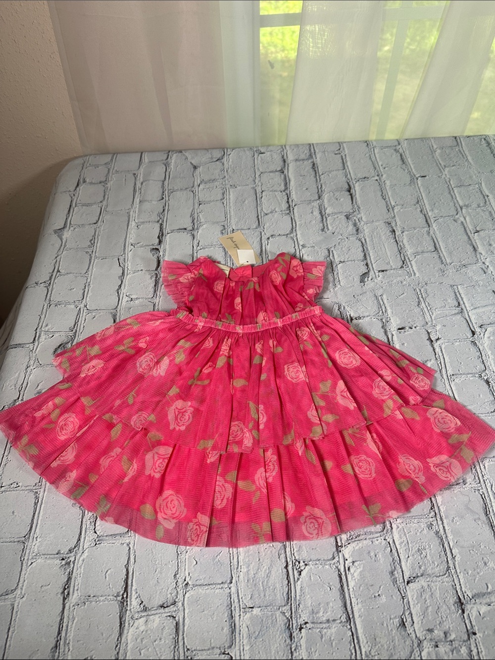 First Impressions Floral Tiered Dress with Diaper Cover Pink infant 3-6 months - Picture 2 of 12